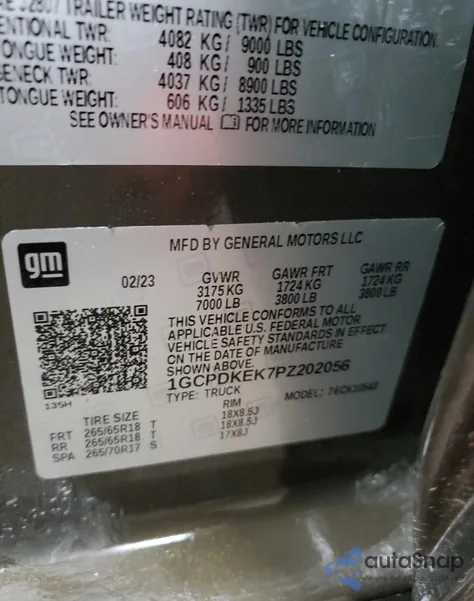 2023 Chevrolet Silverado K1500 Lt-L z USA, uszkodzony, nr VIN 1GCPDKEK7PZ202056